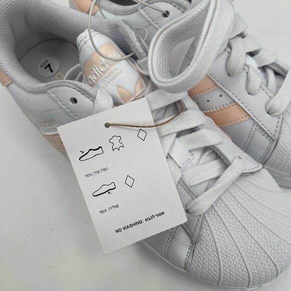 ADIDAS Superstar XLG Sneakers Size 7 Shoes White Peach NWT/No Box Womens Lace Up - Picture 7 of 16
